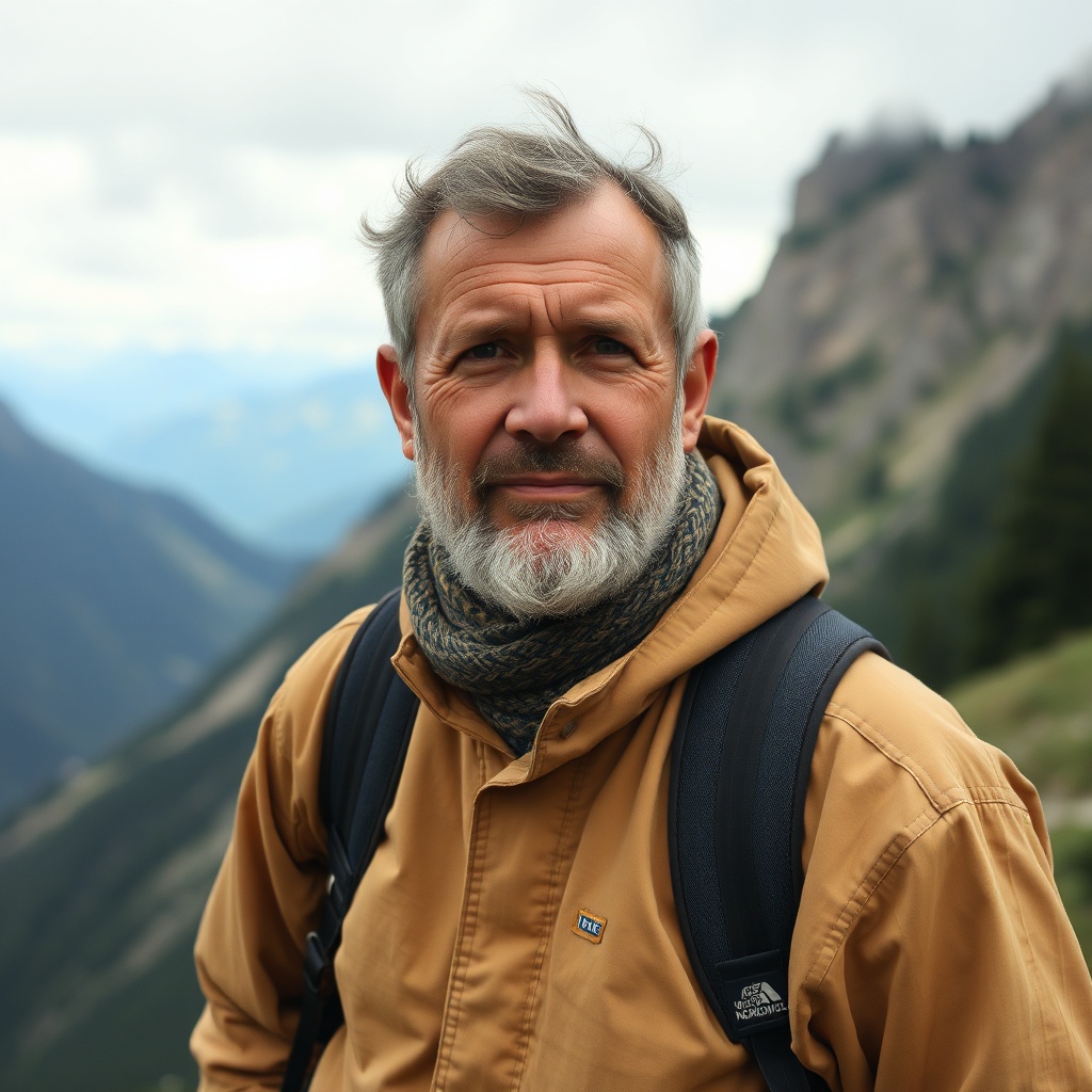 Ordinary man in mountain