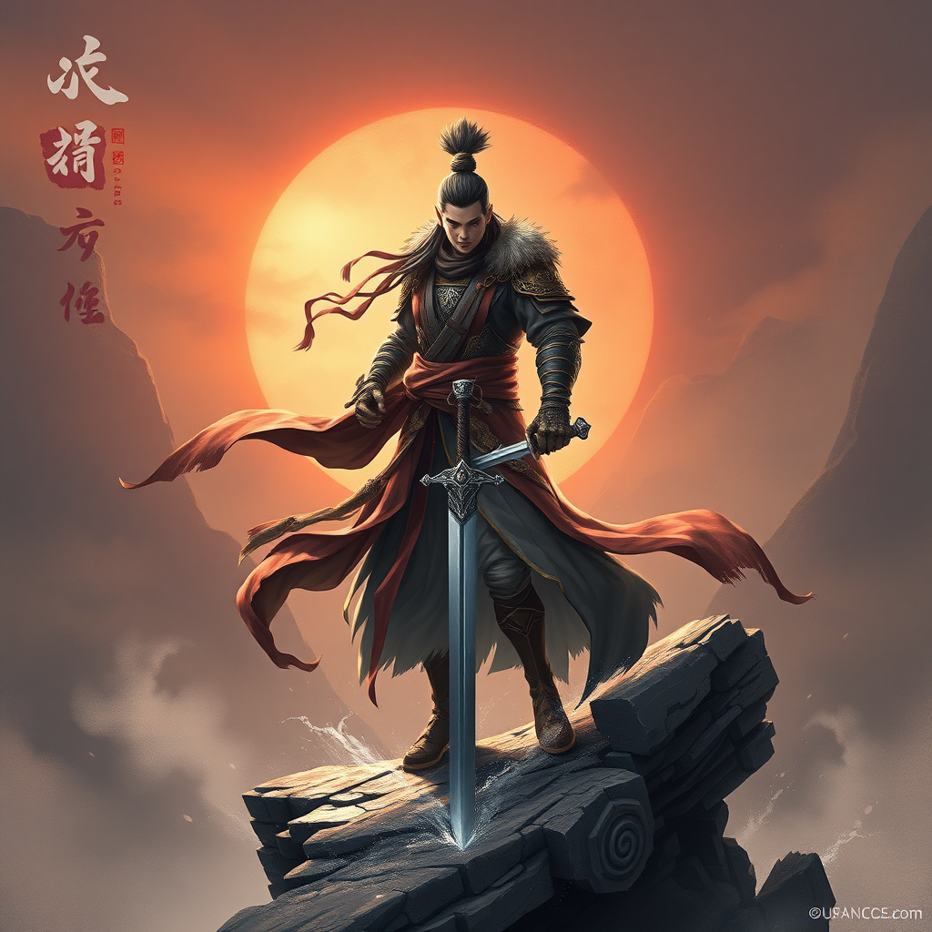 Xianxia style character standing on sword
